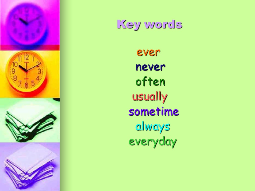 Key words ever never often usually sometime always everyday